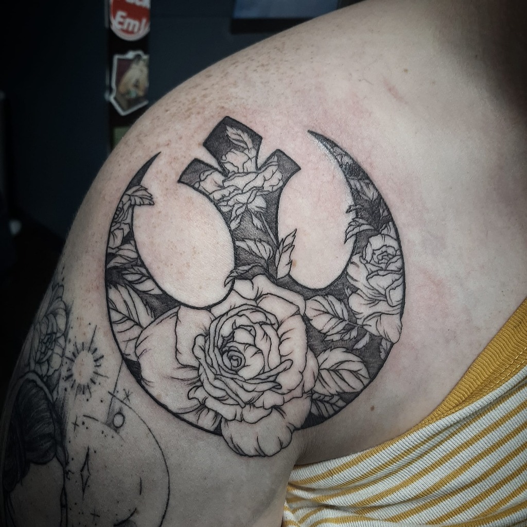 Star Wars Rebel Alliance floral tattoo